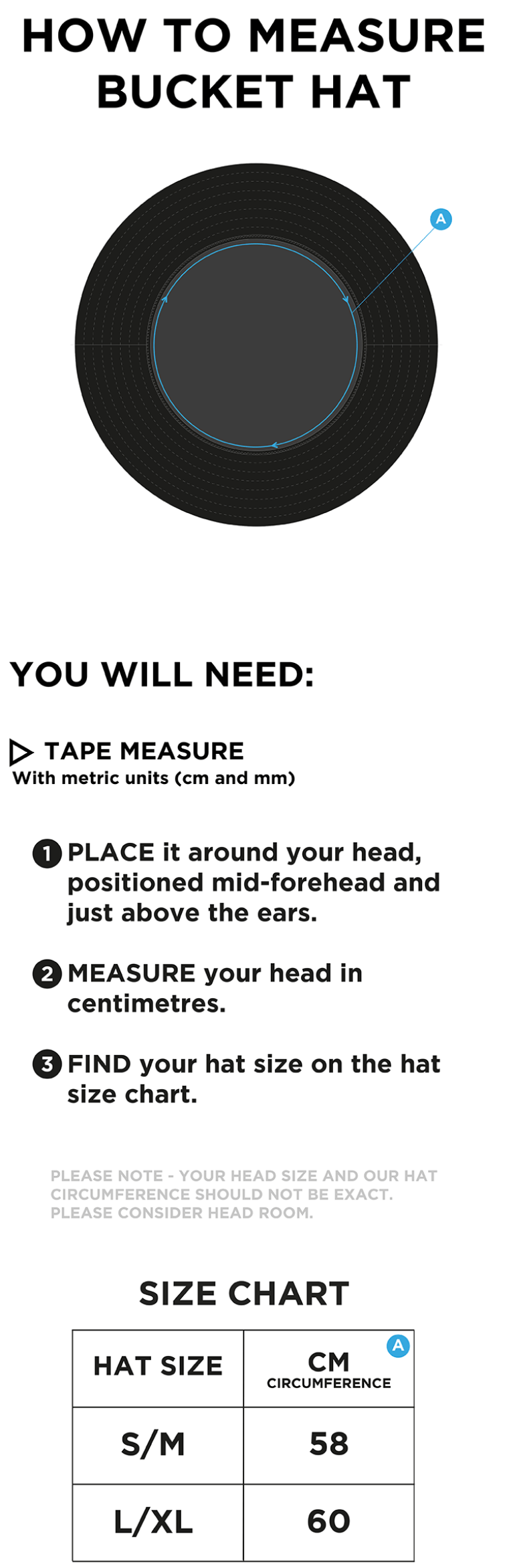 NORTHWICH CC Dual Bucket Hat - Royal - Size Guide