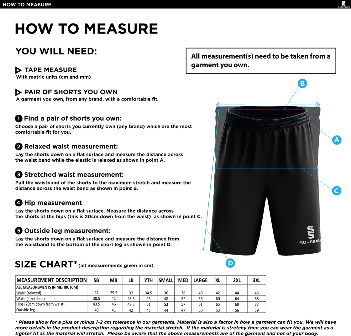 Northwich CC - Blade Shorts - Size Guide